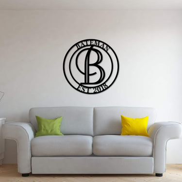 Family Name Sign Metal Wall Art | Personalized Last Name Sign | Custom Metal Sign with Established Year Initial and Last Name | Custom Gift